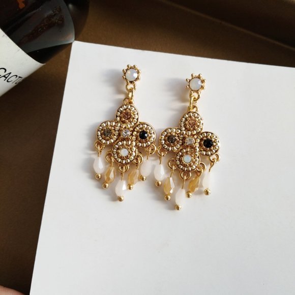 💙 Bobo Tassel Drop Earrings Charm Stone - Picture 7 of 11